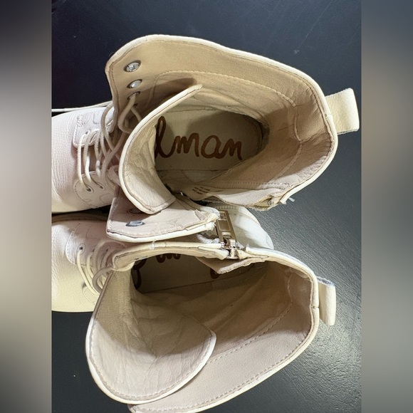 Sam Edelman Tie-up Off-white Beige Combat Boots. Genuine Leather Sz 7.5 - Picture 7 of 10